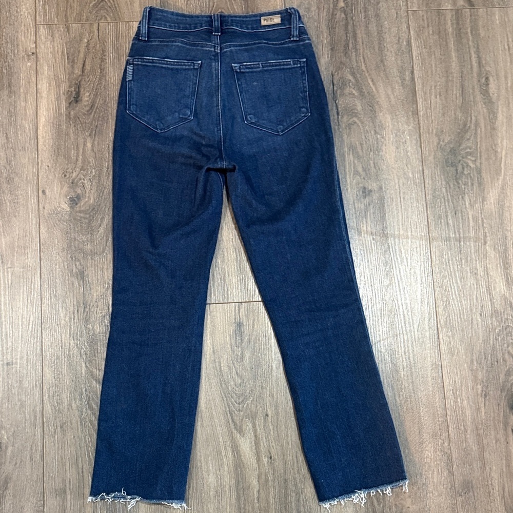 PAIGE Indigo Straight Leg Jeans with Frayed Hem - Picture 2 of 4